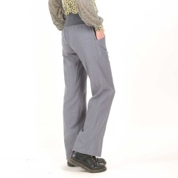 Pantalon artisanal femme gris moyen, souple, coupe droite