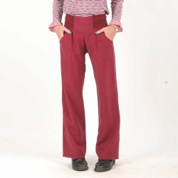 Womens burgundy red supple pants, wide legs