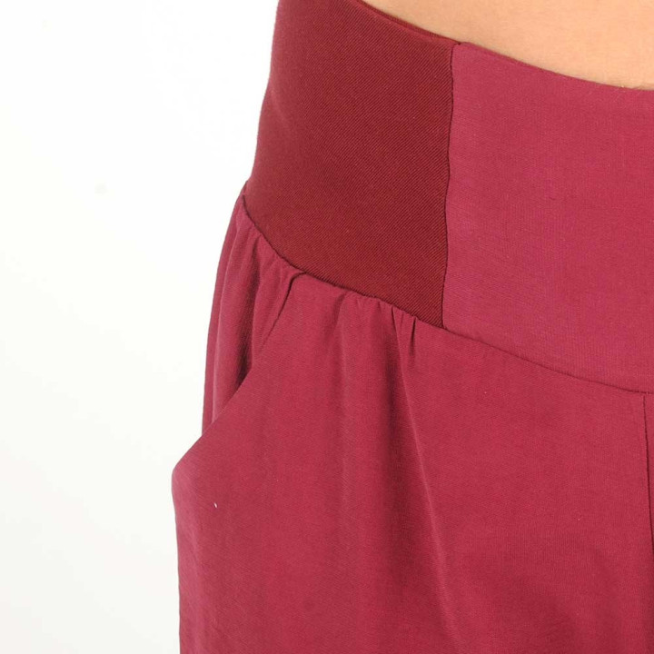 Pantalon femme made in France créateur français bordeaux souple, coupe droite