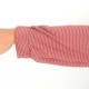 Red and glittery grey striped jersey wrap with puffy sleeves