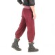 Pantalon fabriqué en France fabriqué en France jeune créateur femme 4/5 velours bordeaux côtelé, ceinture jersey