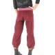 Pantalon artisanal fabriqué en France jeune créateur femme 4/5 velours bordeaux côtelé, ceinture jersey