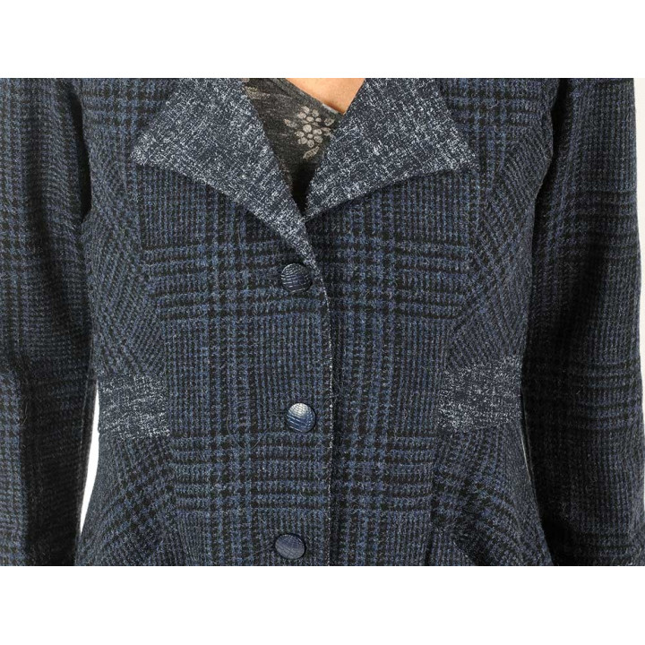 Veste redingote fabriquée en France femme, bleue et noire