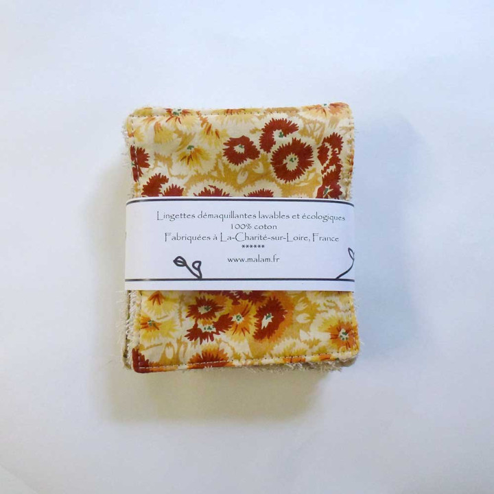 Set of 7 washable zero waste face wipes, cherry print vintage cotton