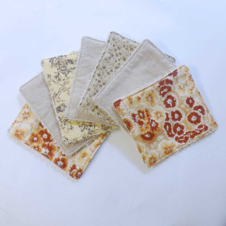 Set of 7 washable zero waste face wipes, cherry print vintage cotton