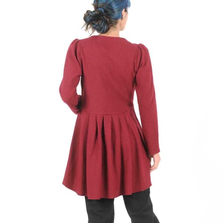 Crimson red boiled wool swallowtail jacket