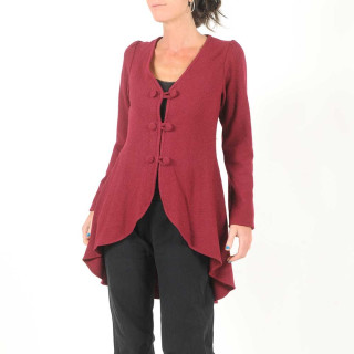Crimson red boiled wool swallowtail jacket