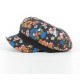 Casquette gavroche créateur fabrication française motif fleuri rétro coloré et noir