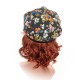 Casquette gavroche fabriquée en France créateur femme motif fleuri rétro coloré et noir