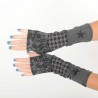 Grey and black jersey armwarmers : floral, houndstooth, stars prints