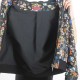 Womens colorful and black retro floral zippered hooded jacket