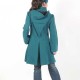 Teal blue winter Pixie coat with Goblin Hood in virgin wool