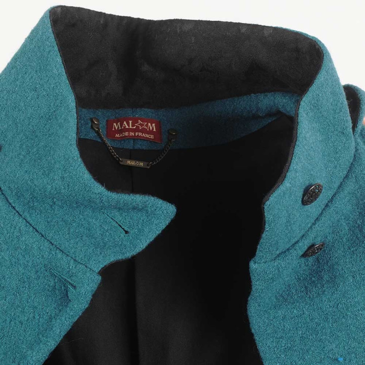 Teal blue winter Pixie coat with Goblin Hood in virgin wool