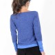 Blue and lurex women's sweater, soft knit jersey