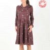 Dark red adjustable jersey dress with small collar