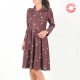 Dark red adjustable jersey dress with small collar