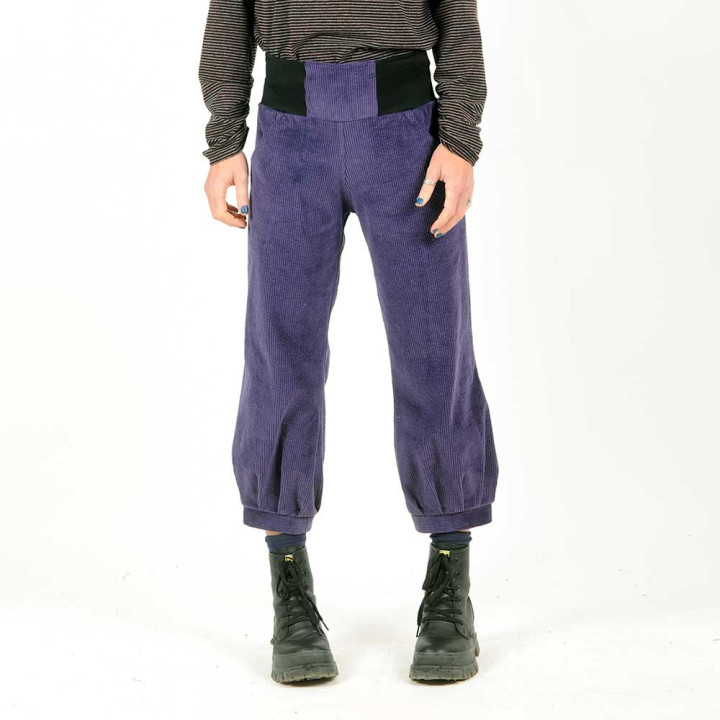 Womens purple corduroy pants with jersey belt