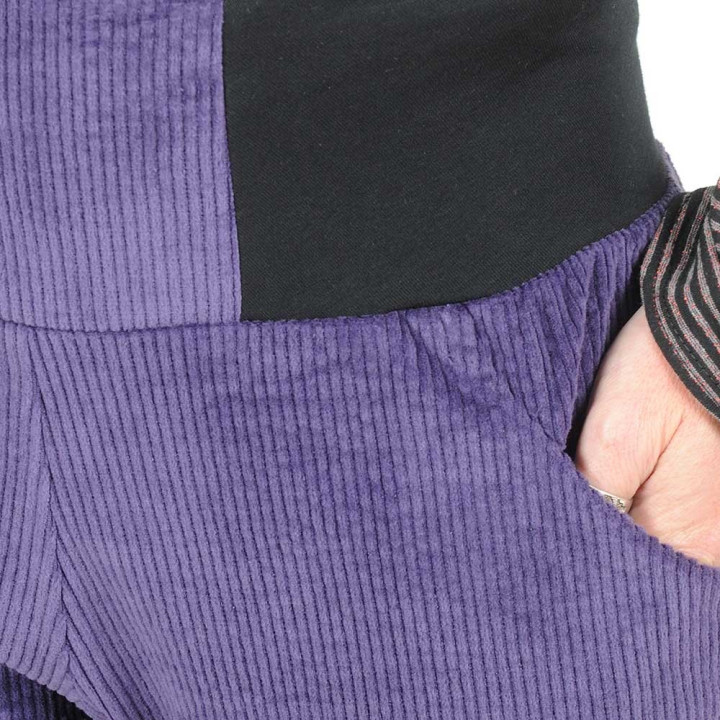 Womens purple corduroy pants with jersey belt