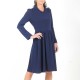 Deep blue adjustable jersey dress with small collar