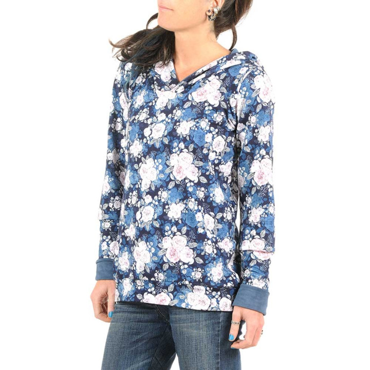 Blue and white floral hoodie