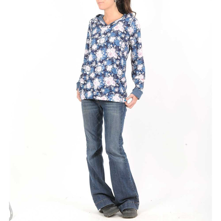 Blue and white floral hoodie