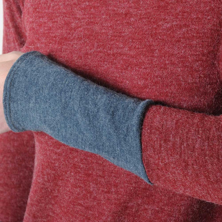 idée cadeau pour femme Pull femme bleu-gris et bordeaux, maille souple et douce