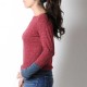 Blue-grey and crimson red women's sweater, soft knit jersey