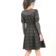 Black and brown checkered and floral stretchy dress, leg-of-mutton sleeves