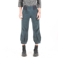 Womens Greenish grey corduroy pants with jersey belt
