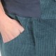 idée cadeau pour femme Pantalon femme 4/5 velours gris-vert côtelé, ceinture jersey