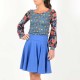 Flared skirt, cobalt blue and lurex cotton jersey