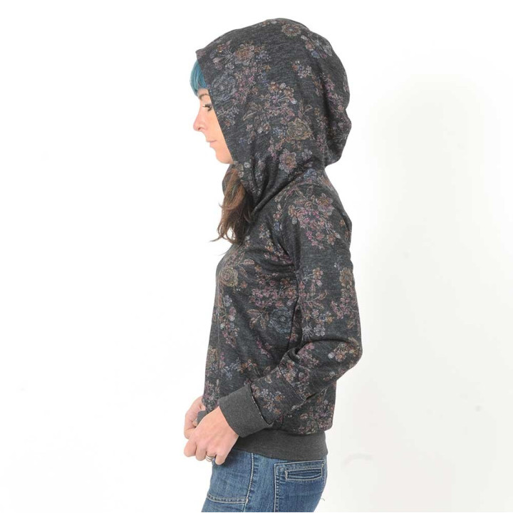 Dark grey floral hoodie sweater