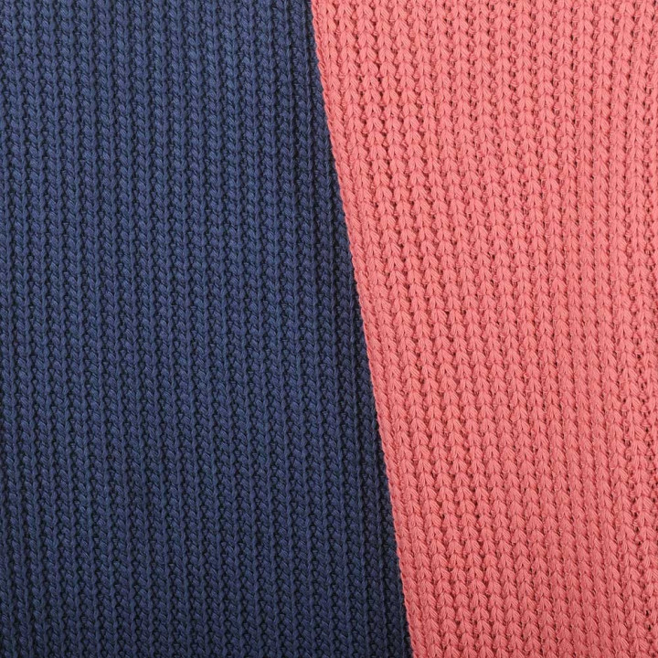 Echarpe tour  de cou créateur en grosse maille bleue et vieux rose