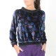 Black and purple floral velvet top with boat cowl