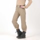 Pantalon femme 4/5 carreaux beige et noir, ceinture jersey