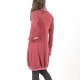 Robe pull maille made in France créateur français rouge framboise, détails fleuris