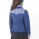 Manteau court fabriqué en France créateur femme laine bleu indigo, grand col