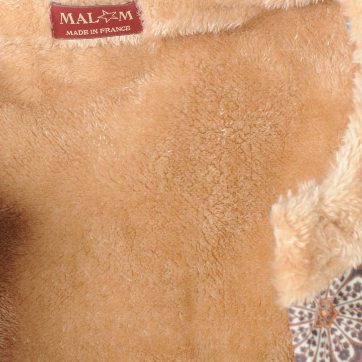 Sleeveless brown and beige floral women's vest with fake fur