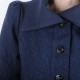 Manteau femme créateur fabrication française ceinturé et évasé, lainage bleu marine