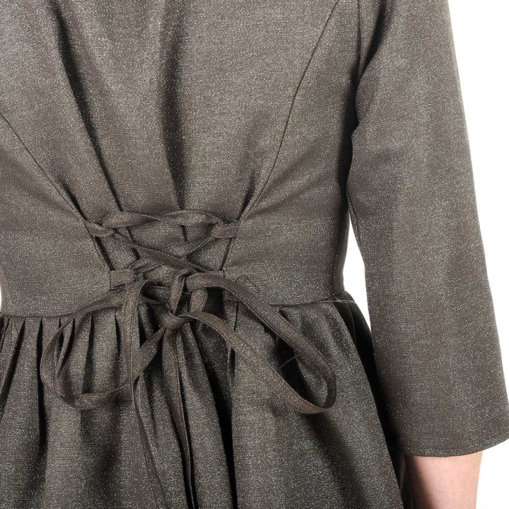 cadeau pour femme Robe ajustable marron pailletée, encolure V