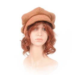 Chestnut brown corduroy newsboy cap hat