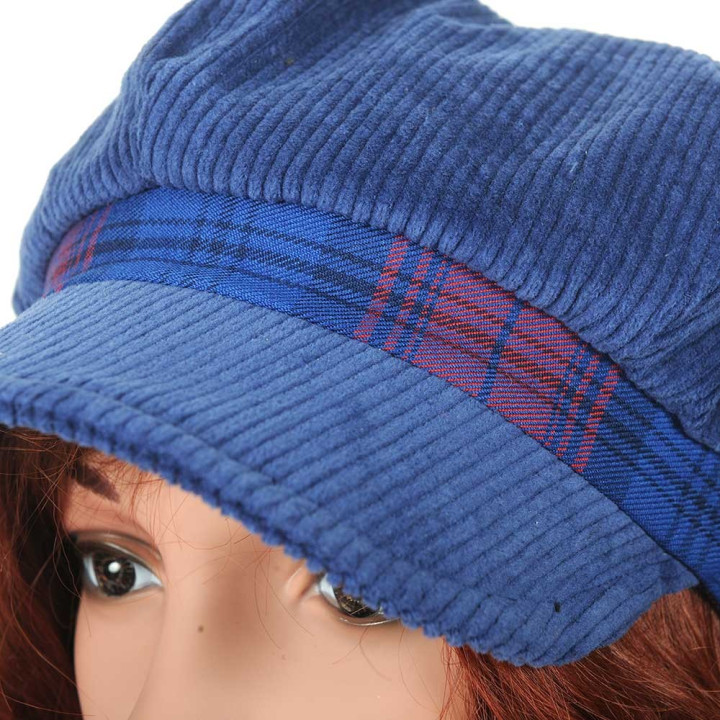 Cobalt blue corduroy newsboy cap hat