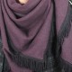 Purple wool shawl scarf with fringes