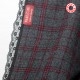 Châle écharpe originale de créateur laine écossaise grise et rose, dentelle noire