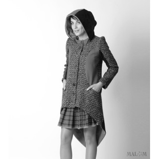 Assymetrical winter coat, hooded wasptail coat in assorted fabrics - CUSTOM HANDMADE