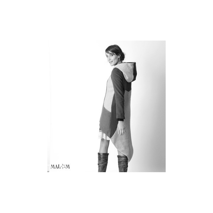 Assymetrical winter coat, hooded wasptail coat in assorted fabrics - CUSTOM HANDMADE