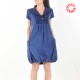 Cobalt blue corduroy short-sleeved wool bubble dress
