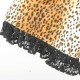 Tour de cou artisanal imprimé léopard, volants dentelle noire