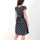 Navy blue floral dress with short sleeves, lightweight cotton gauze