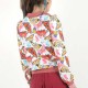 Colorful jersey blouse with boat cowl, butterfly print